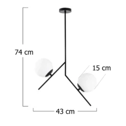 Lámpara colgante Dolunay 144-AV negra dos pantallas de cristal