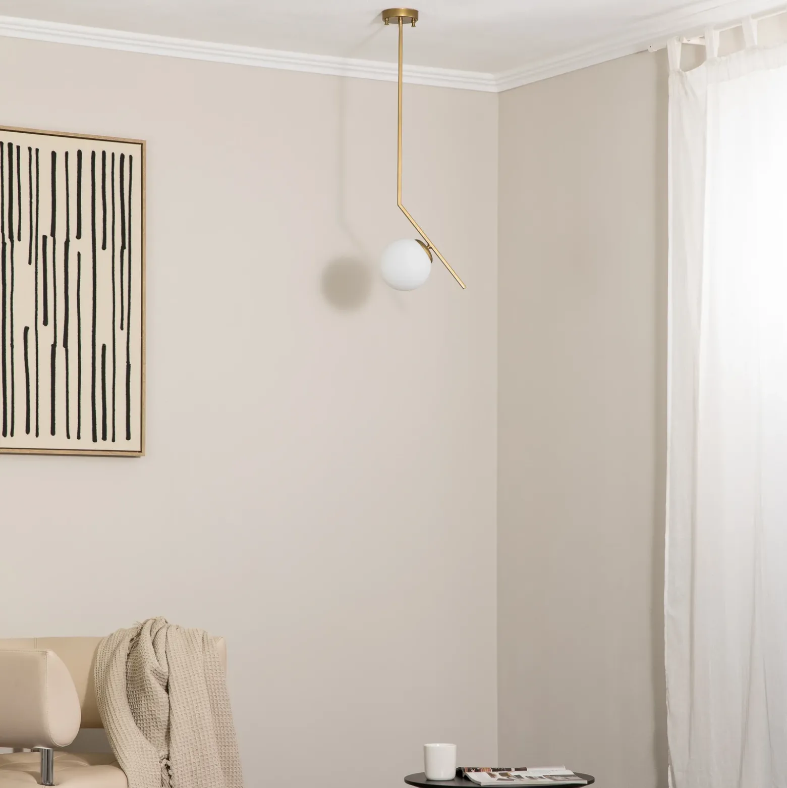 Lámpara colgante Dolunay, 25 cm de largo, color dorado, cristal, E27