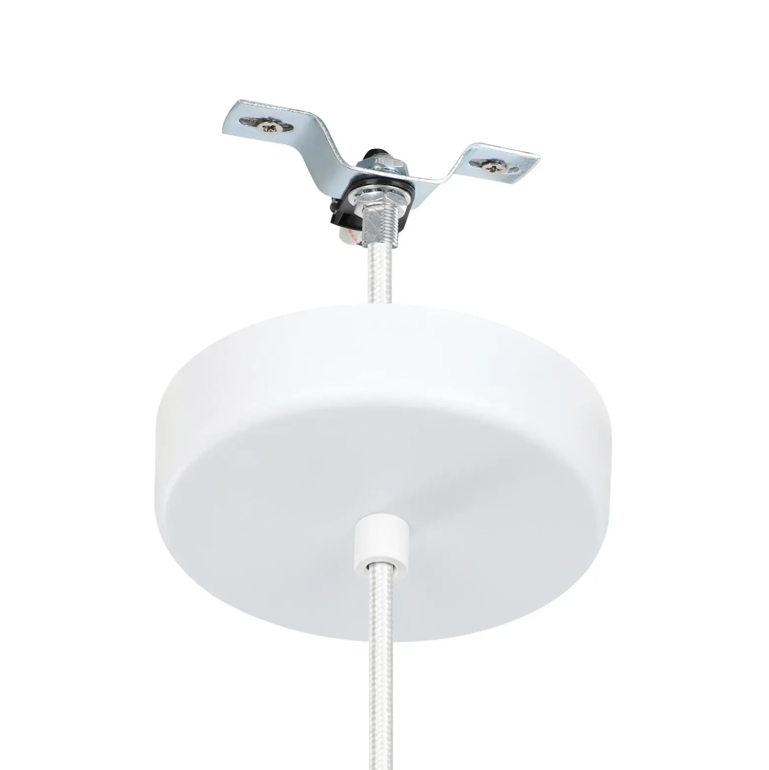 Lámpara colgante Dolwen, blanca, Ø 33,5 cm, tela