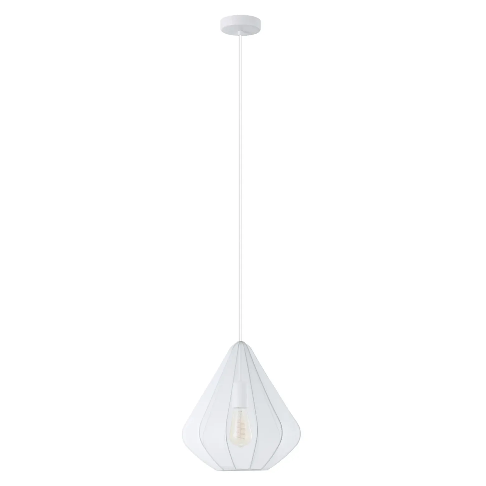 Lámpara colgante Dolwen, blanca, Ø 33,5 cm, tela