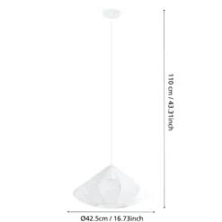 Lámpara colgante Dolwen, blanca, Ø 42,5 cm, tela