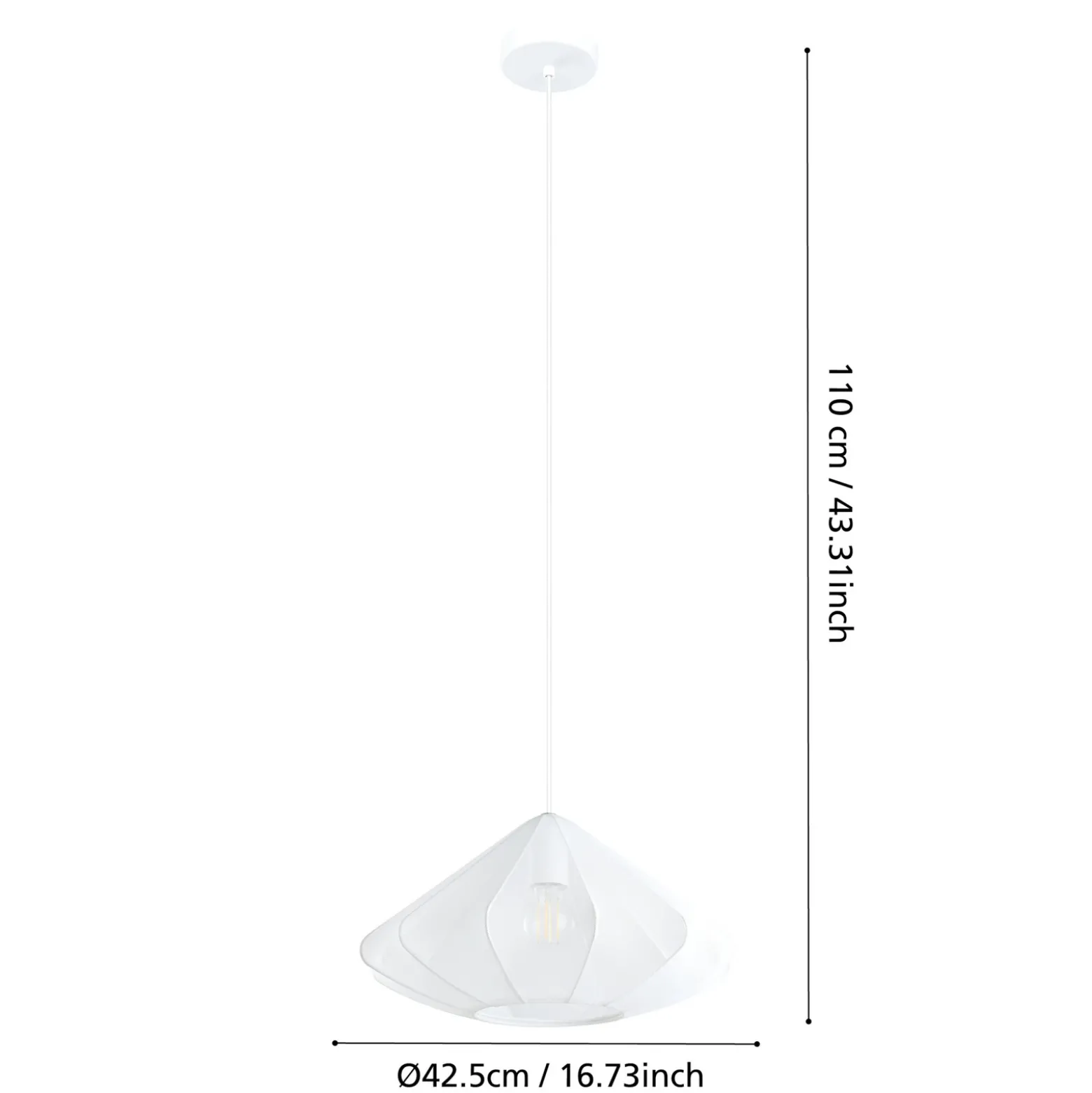 Lámpara colgante Dolwen, blanca, Ø 42,5 cm, tela