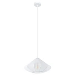 Lámpara colgante Dolwen, blanca, Ø 42,5 cm, tela