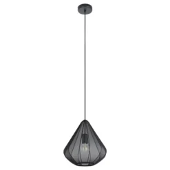 Lámpara colgante Dolwen, negra, Ø 33,5 cm, tela
