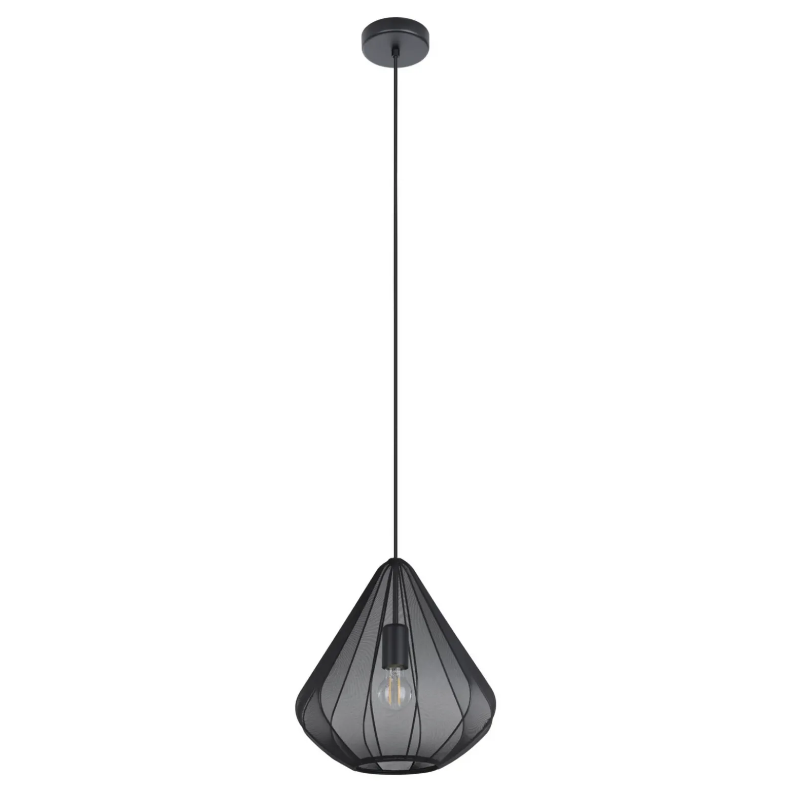 Lámpara colgante Dolwen, negra, Ø 33,5 cm, tela