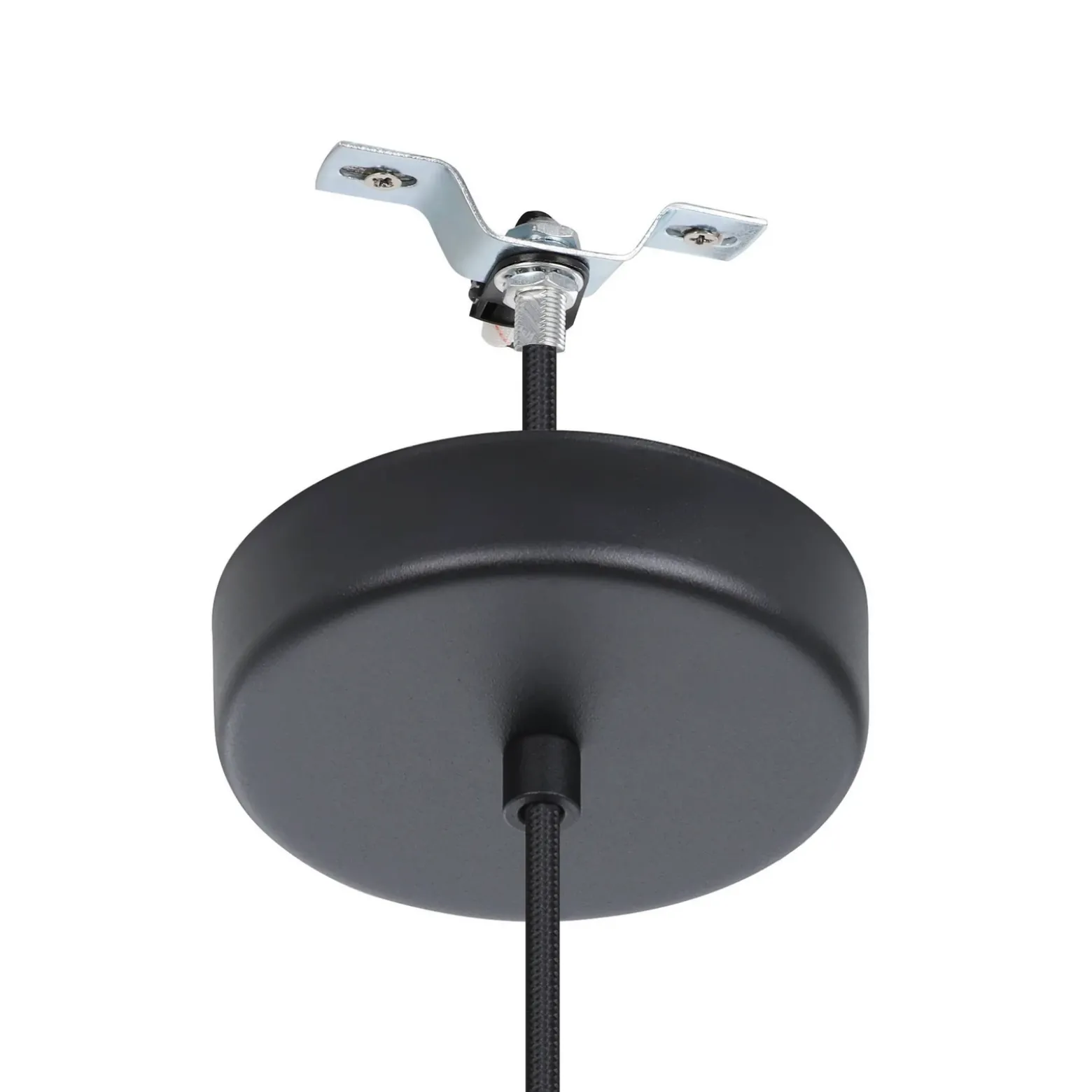Lámpara colgante Dolwen, negra, Ø 33,5 cm, tela