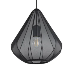 Lámpara colgante Dolwen, negra, Ø 33,5 cm, tela