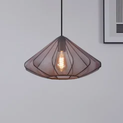 Lámpara colgante Dolwen, negra, Ø 42,5 cm, tela