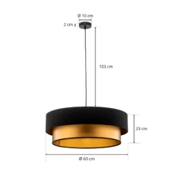 Lámpara colgante Dorina, negro/oro Ø 60cm