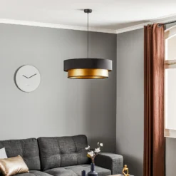 Lámpara colgante Dorina, negro/oro Ø 60cm