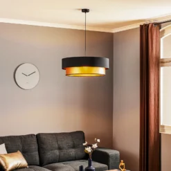 Lámpara colgante Dorina, negro/oro Ø 60cm