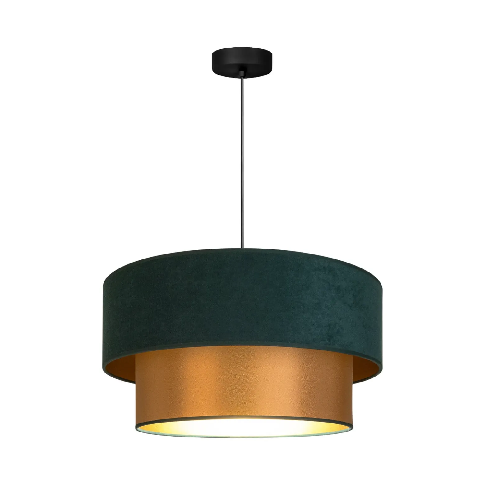 Lámpara colgante Dorina, verde/dorado, Ø 45 cm, tejido, E27