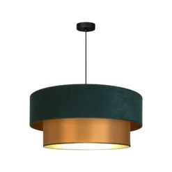 Lámpara colgante Dorina, verde/dorado, Ø 60 cm, tejido, E27
