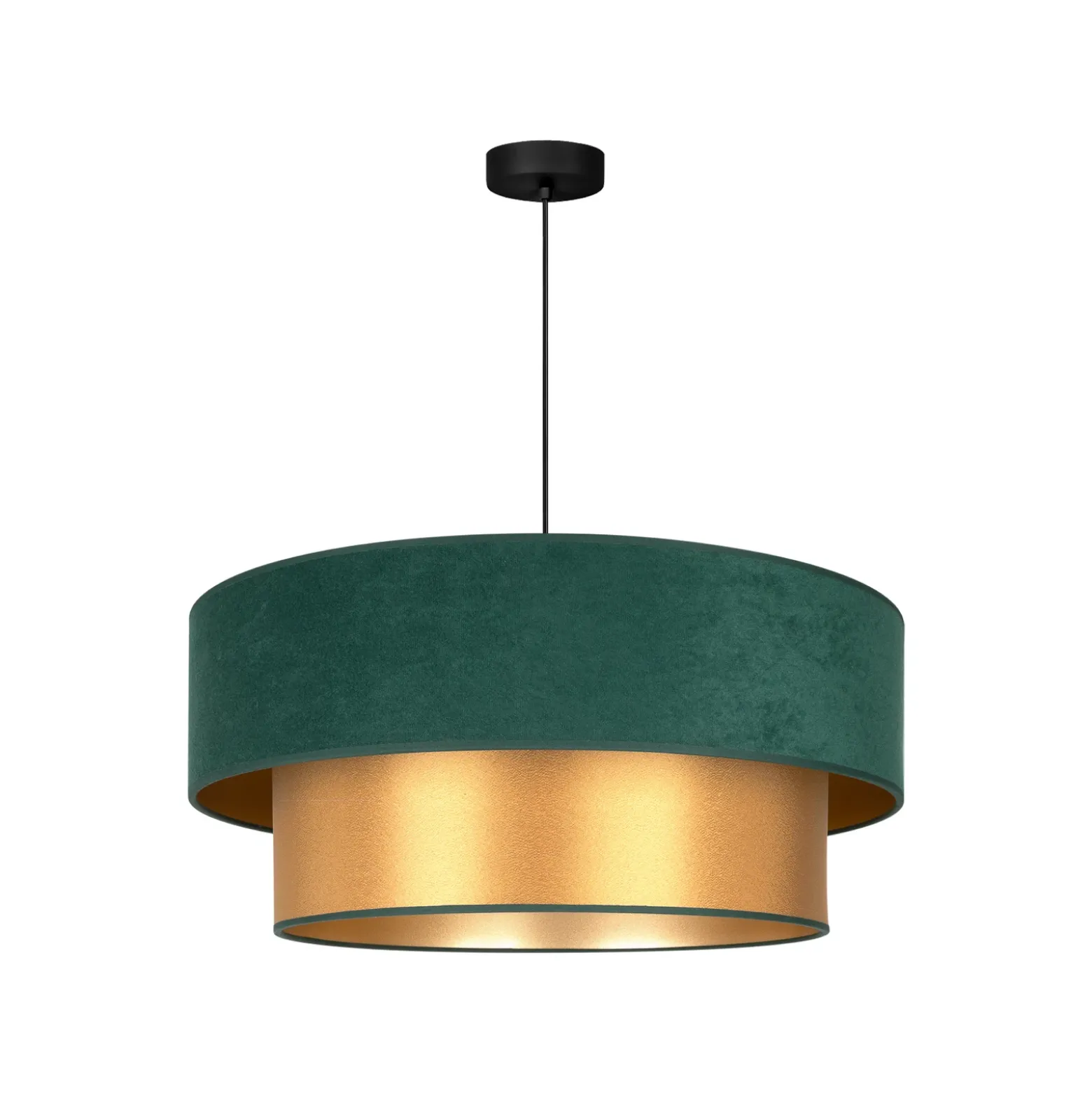Lámpara colgante Dorina, verde/dorado, Ø 60 cm, tejido, E27