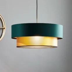Lámpara colgante Dorina, verde/oro Ø 50cm