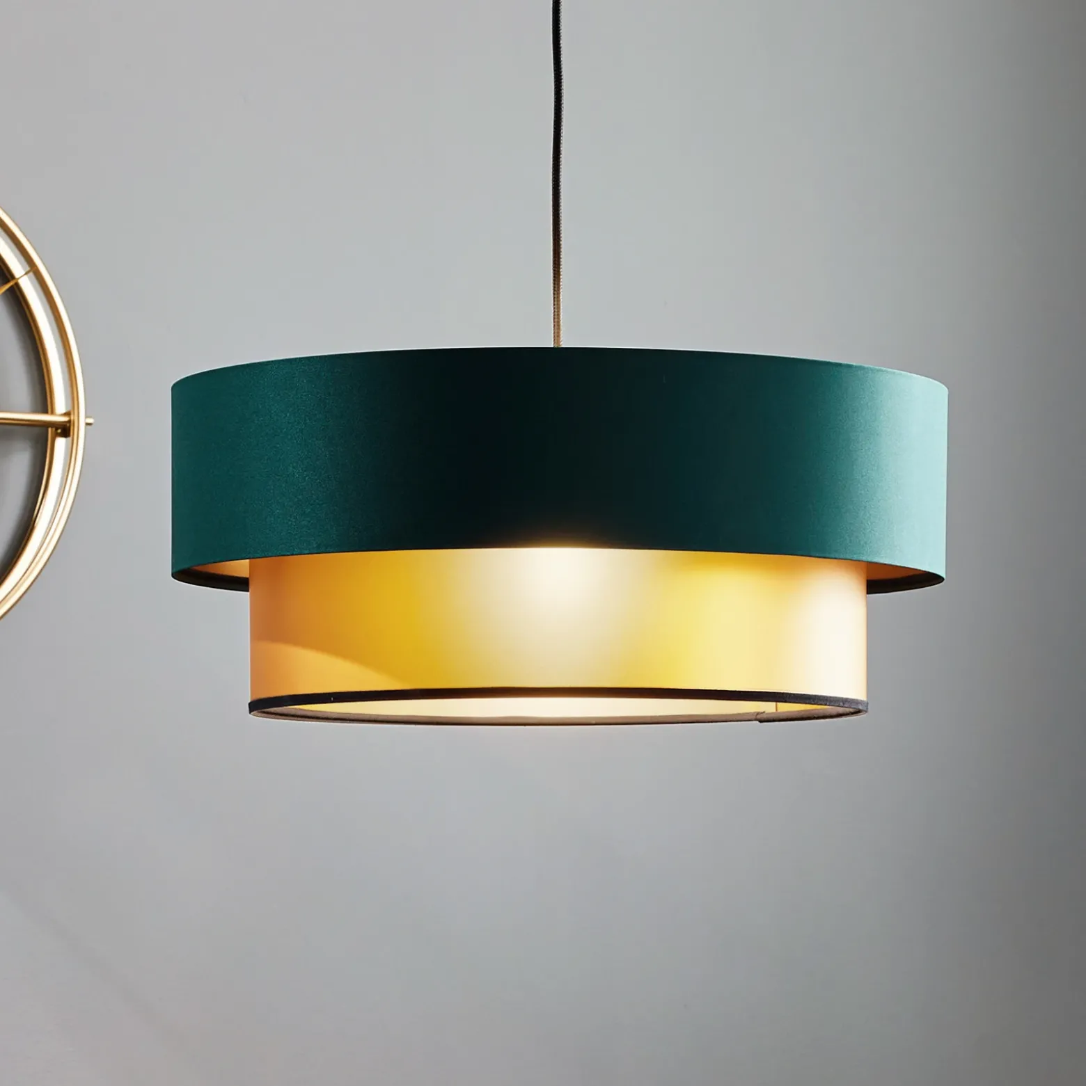 Lámpara colgante Dorina, verde/oro Ø 50cm