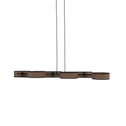 Lámpara colgante DRUMZ, marrón, longitud 100 cm, 6 luces, tejido, E14