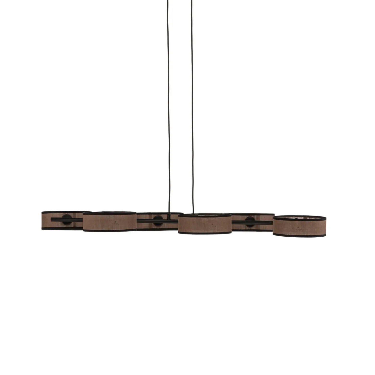 Lámpara colgante DRUMZ, marrón, longitud 100 cm, 6 luces, tejido, E14