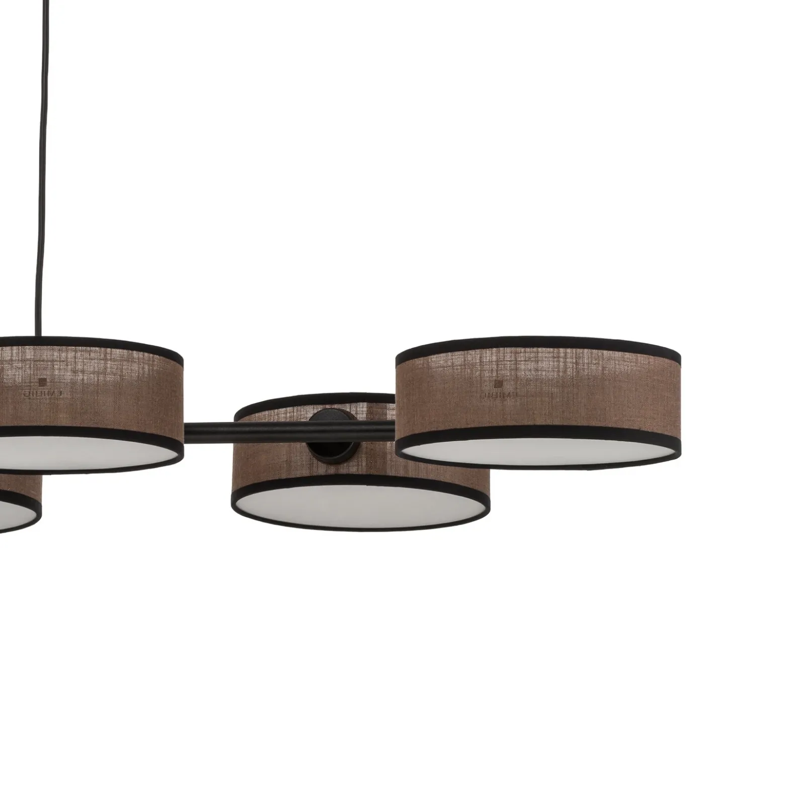 Lámpara colgante DRUMZ, marrón, longitud 100 cm, 6 luces, tejido, E14