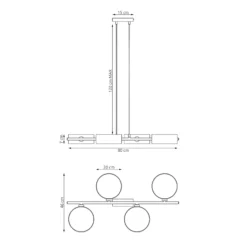Lámpara colgante Drumz 4, marrón, tela/acero, longitud 80 cm, E14
