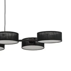 Lámpara colgante DRUMZ, negra, longitud 100 cm, 6 luces, tejido, E14