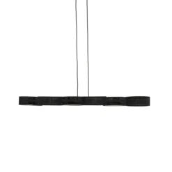 Lámpara colgante DRUMZ, negra, longitud 100 cm, 6 luces, tejido, E14