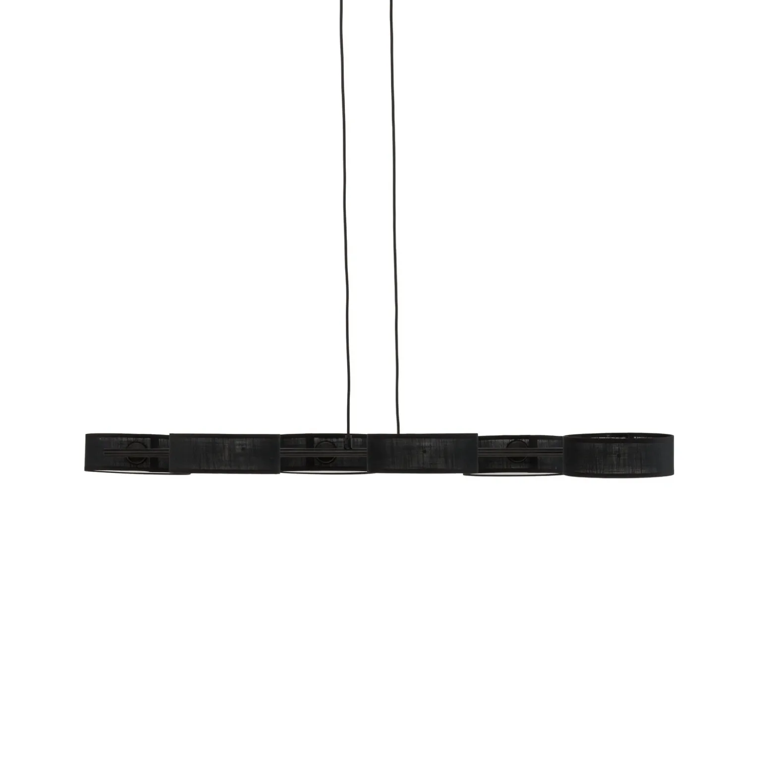 Lámpara colgante DRUMZ, negra, longitud 100 cm, 6 luces, tejido, E14