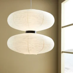 Lámpara colgante Dual con pantalla de papel blanco