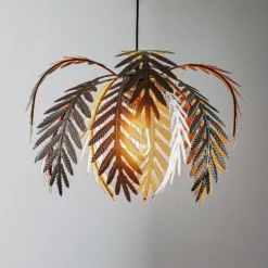 Lámpara colgante Dubai, decoración con palmeras, Ø 46 cm, bronce