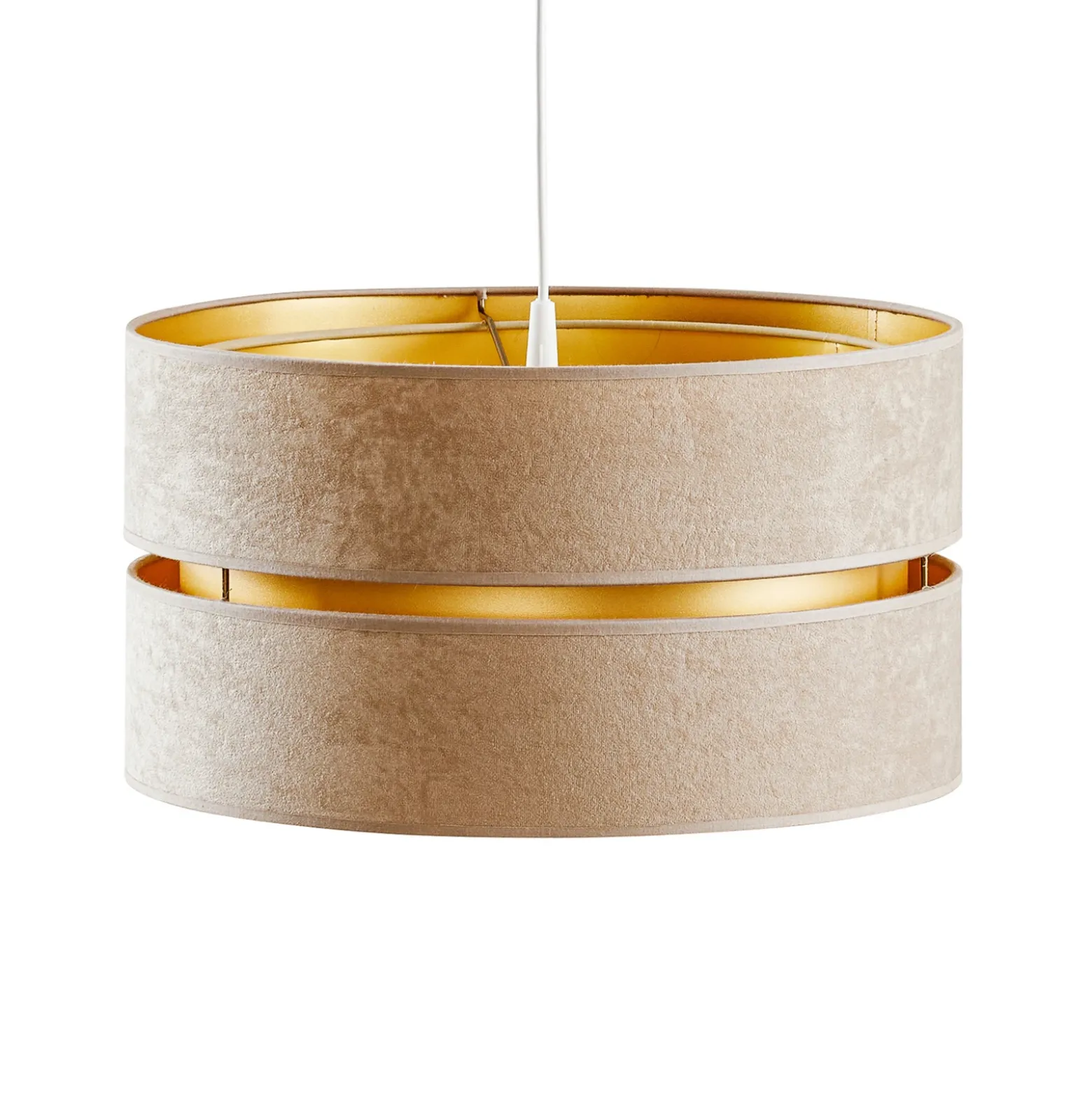 Lámpara colgante Duo, beige/dorado, Ø40cm, 1 luz