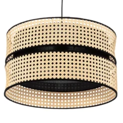 Lámpara colgante Duo, ratán, Ø 40 cm, beige/negro