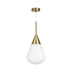 Lámpara colgante Dyberg Larsen Ballon, Ø 21 cm, blanco/color latón