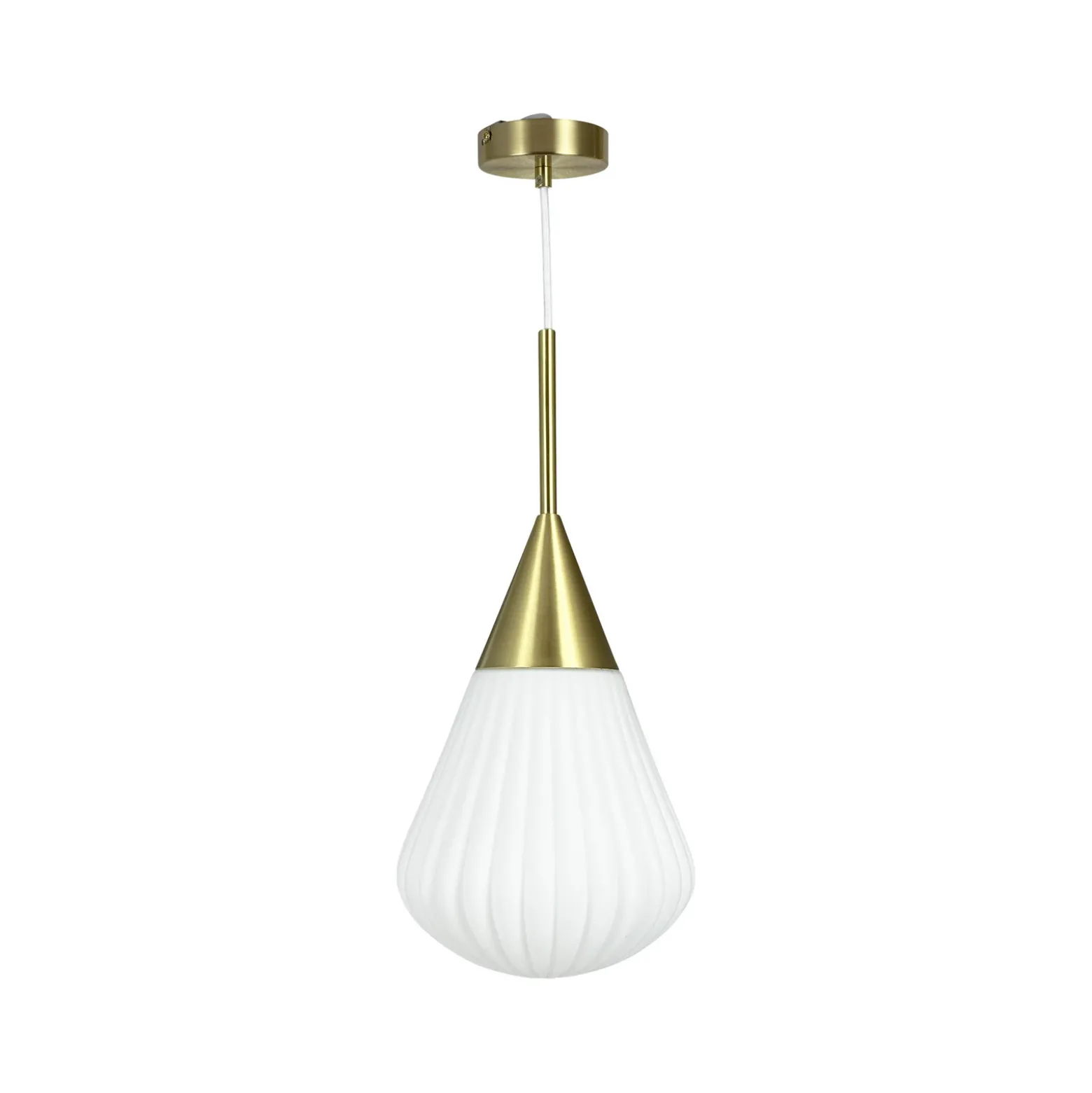 Lámpara colgante Dyberg Larsen Ballon, Ø 21 cm, blanco/color latón