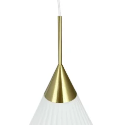 Lámpara colgante Dyberg Larsen Ballon, Ø 33 cm, blanco/color latón