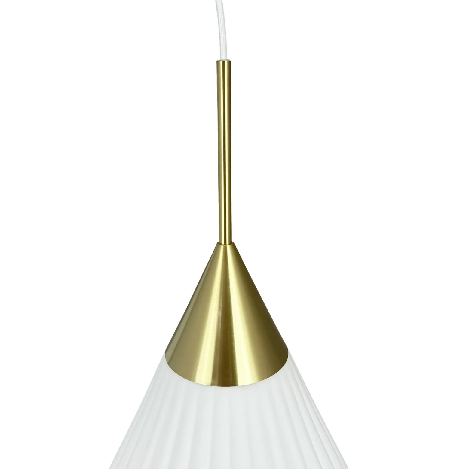 Lámpara colgante Dyberg Larsen Ballon, Ø 33 cm, blanco/color latón
