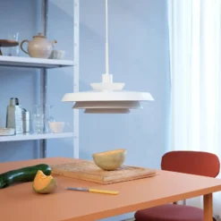 Lámpara colgante Dyberg Larsen DL44, blanca, metal, Ø 45 cm