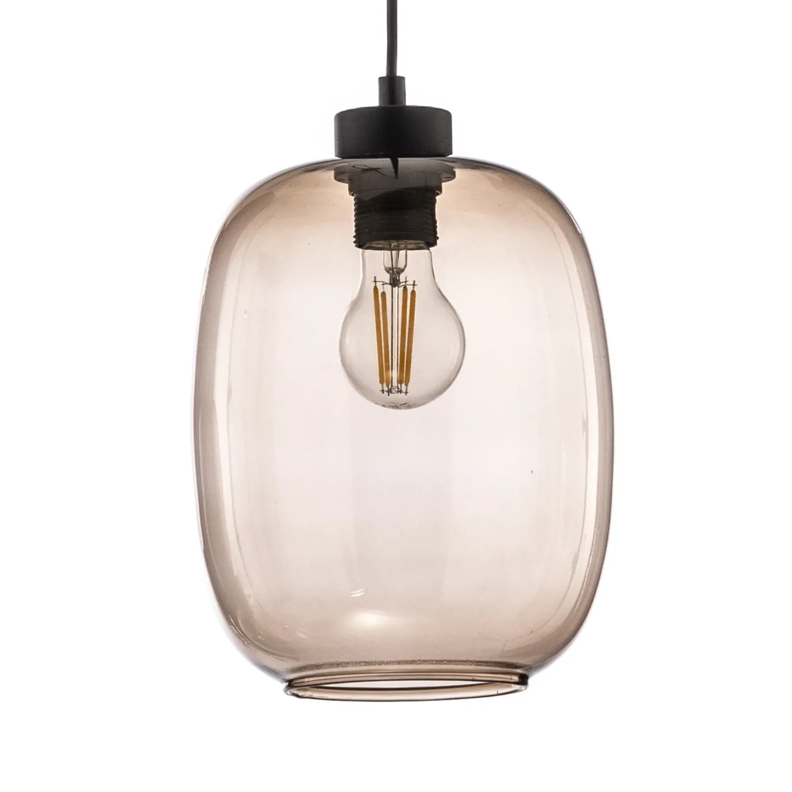 Lámpara colgante Elio, cristal, marrón/claro/gris, 3 luces, descentrable
