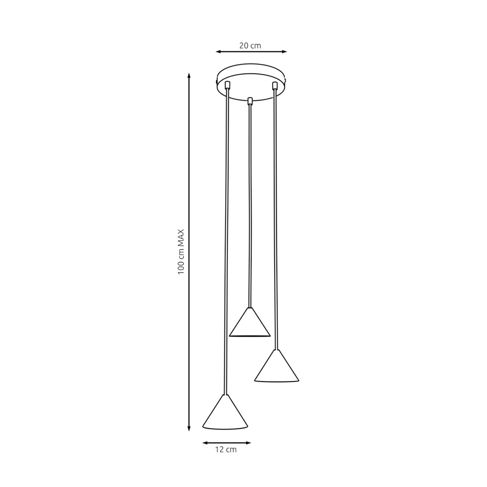 Lámpara colgante Elit, 3 luces, Ø 20 cm, negro/dorado, metal