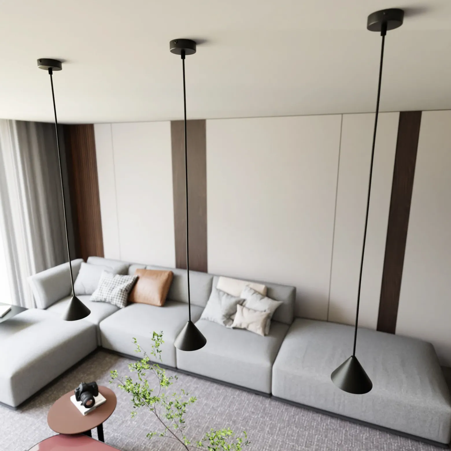 Lámpara colgante Elit, 1 luz, negro, suspensión metálica de 1 m
