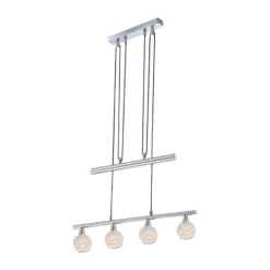 Lámpara colgante Elliott, longitud 60 cm, níquel mate, metal/vidrio