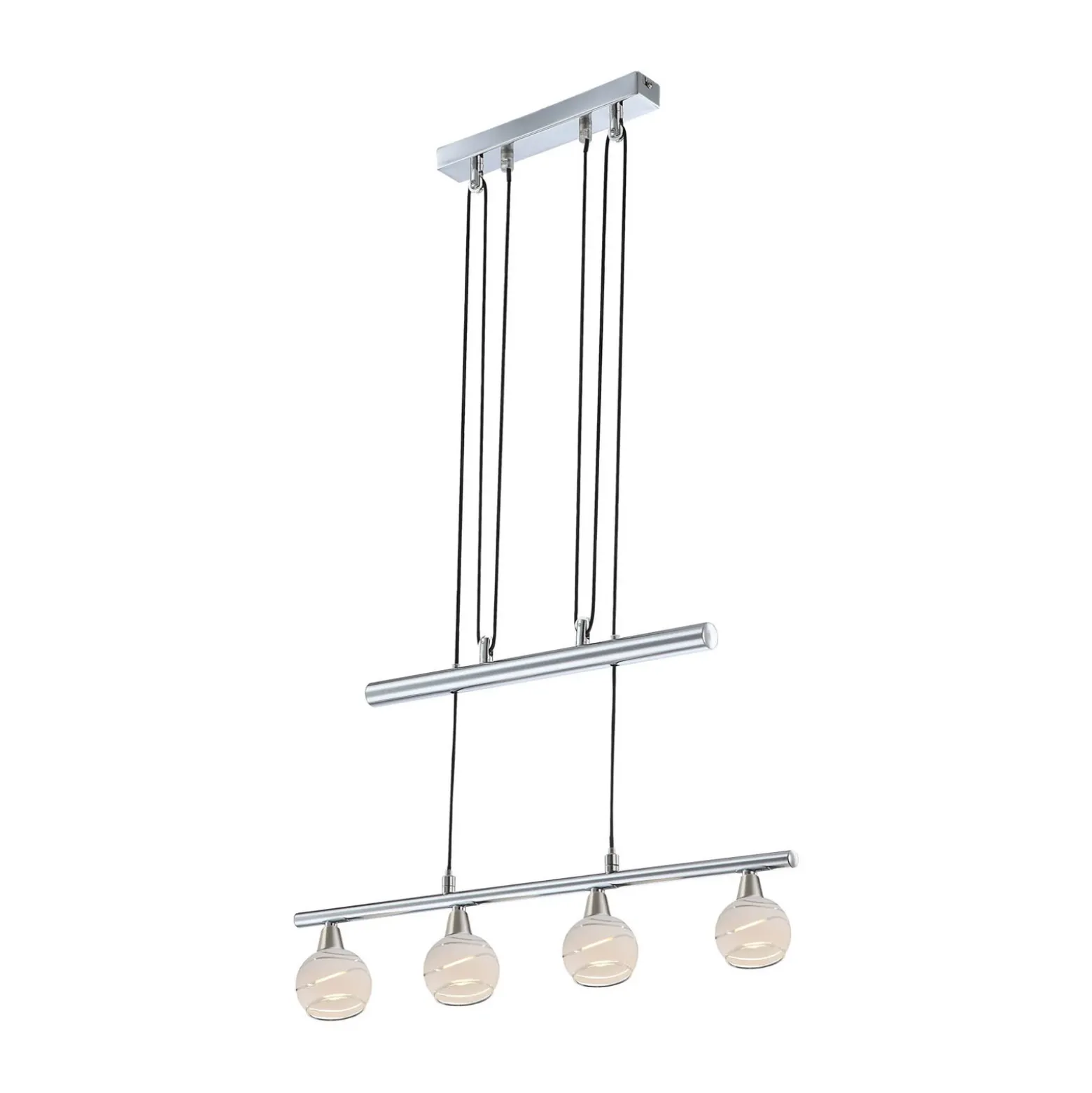 Lámpara colgante Elliott, longitud 60 cm, níquel mate, metal/vidrio