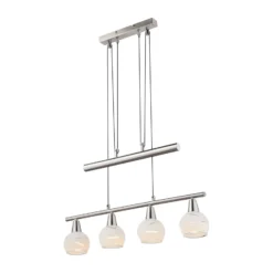Lámpara colgante Elliott, longitud 60 cm, níquel mate, metal/vidrio