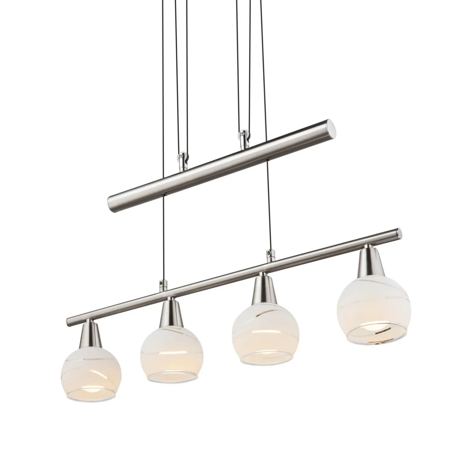 Lámpara colgante Elliott, longitud 60 cm, níquel mate, metal/vidrio