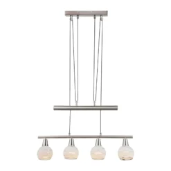 Lámpara colgante Elliott, longitud 60 cm, níquel mate, metal/vidrio