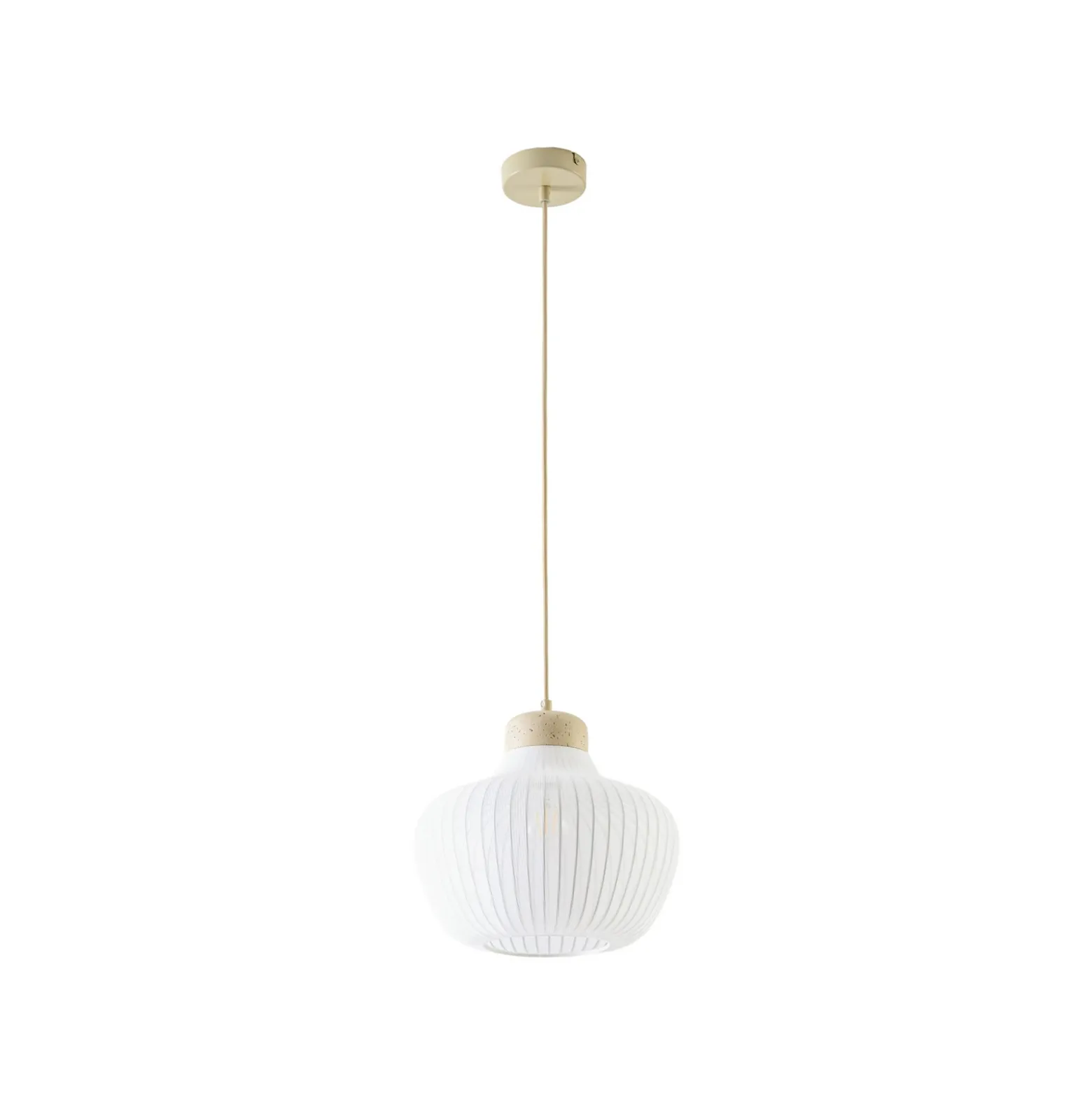 Lámpara colgante Eloise de Lucande, Ø 30 cm, blanca, de tela, E27