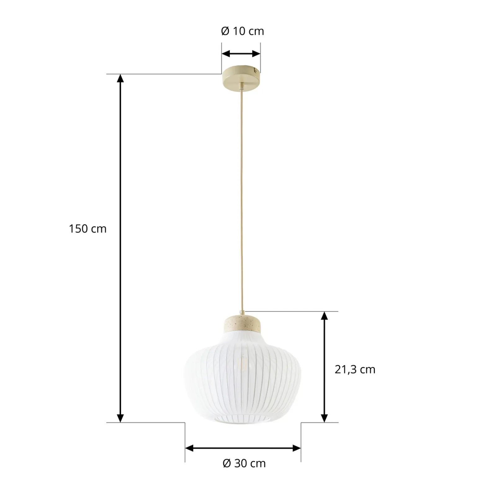 Lámpara colgante Eloise de Lucande, Ø 30 cm, blanca, de tela, E27