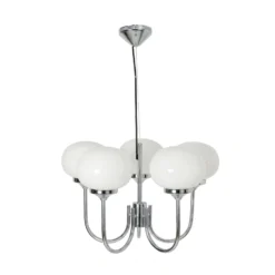 Lámpara colgante Elsy, blanco/cromo, 5 luces, 36 cm, cristal, enchufe