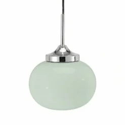 Lámpara colgante Elsy, verde claro/cromo, Ø 18 cm, cristal, enchufe