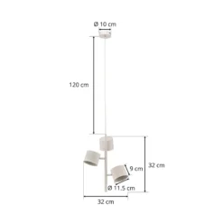 Lámpara colgante 1046E, 3 luces, blanco