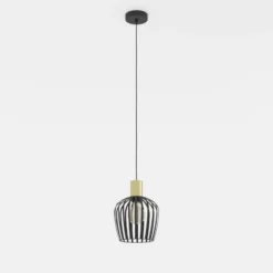 Lámpara colgante Empoli, Ø 20 cm, negro/color latón, acero